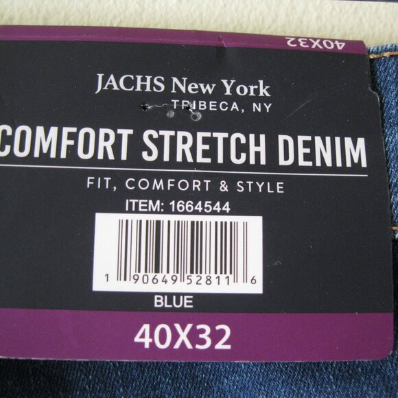 JACHS NEW YORK men's Comfort Stretch Dark Wash Blue Denim Jeans  40x32 (0570) - Picture 8 of 13